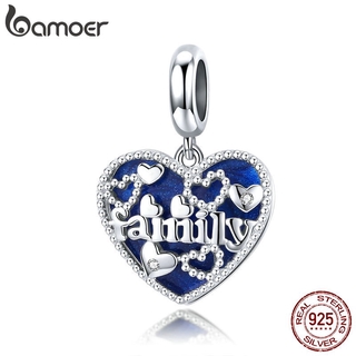 Bamoer Prata 925 Padrão Família Quente Pingente Charme Fit Pulseira Original Ou Colar Do Vintage Jóias Diy Bsc293