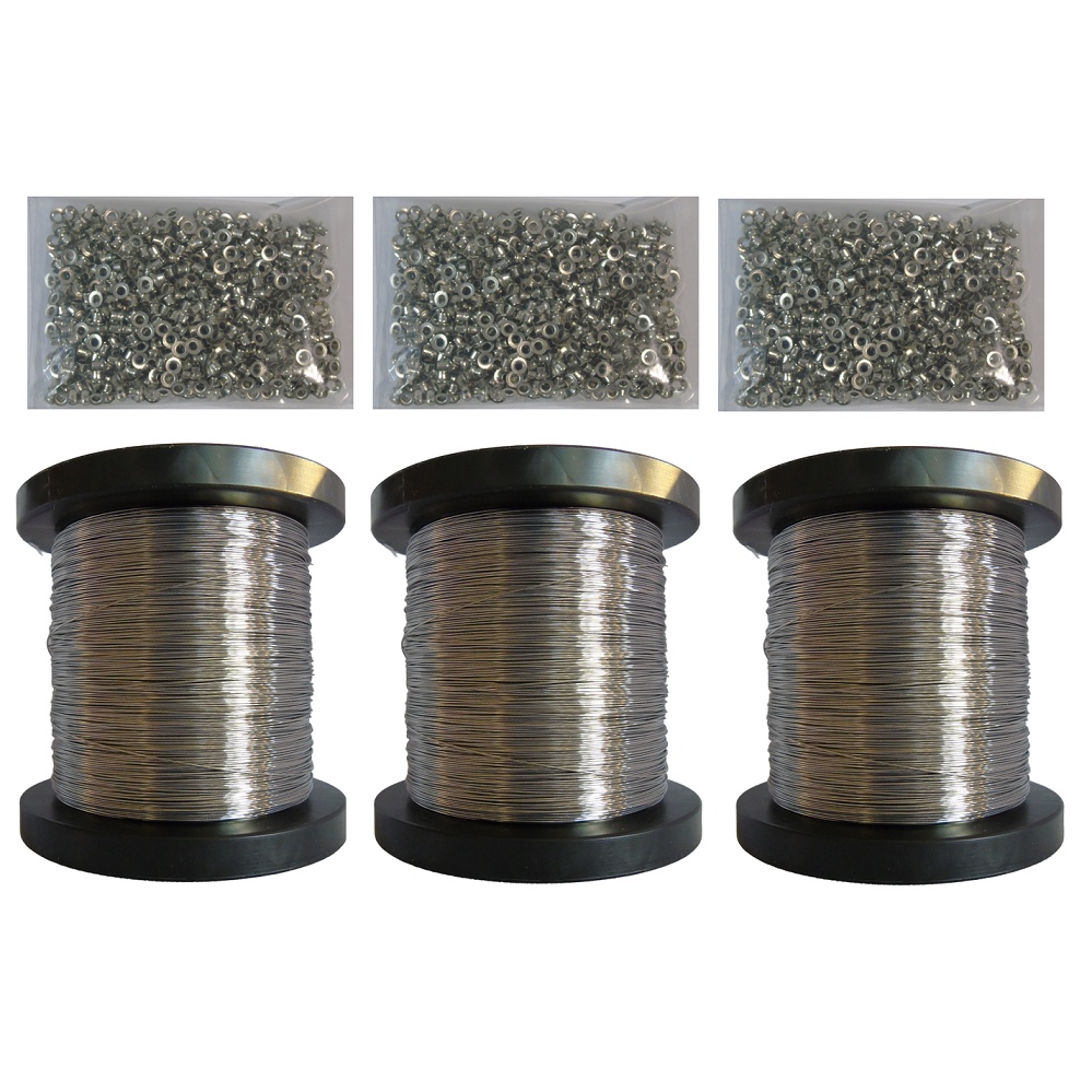 Kit 3 Rolos Arame Inox + 5000 Ilhos Para fazer caixilhos quadros caixa de abelha apicultura
