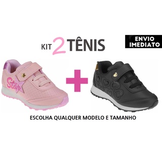 Kit 2 Tenis Infantil feminino tenis infantil feminino sapatos de meninas tênis. aproveite