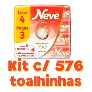 Kit 12 Pacotes C/48 Lenço Umedecidos Neve Toque de Seda 576u