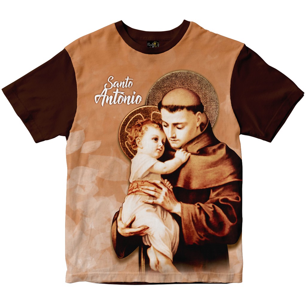 Camiseta Santo Antônio Marron e Branco Rainha do Brasil Marron