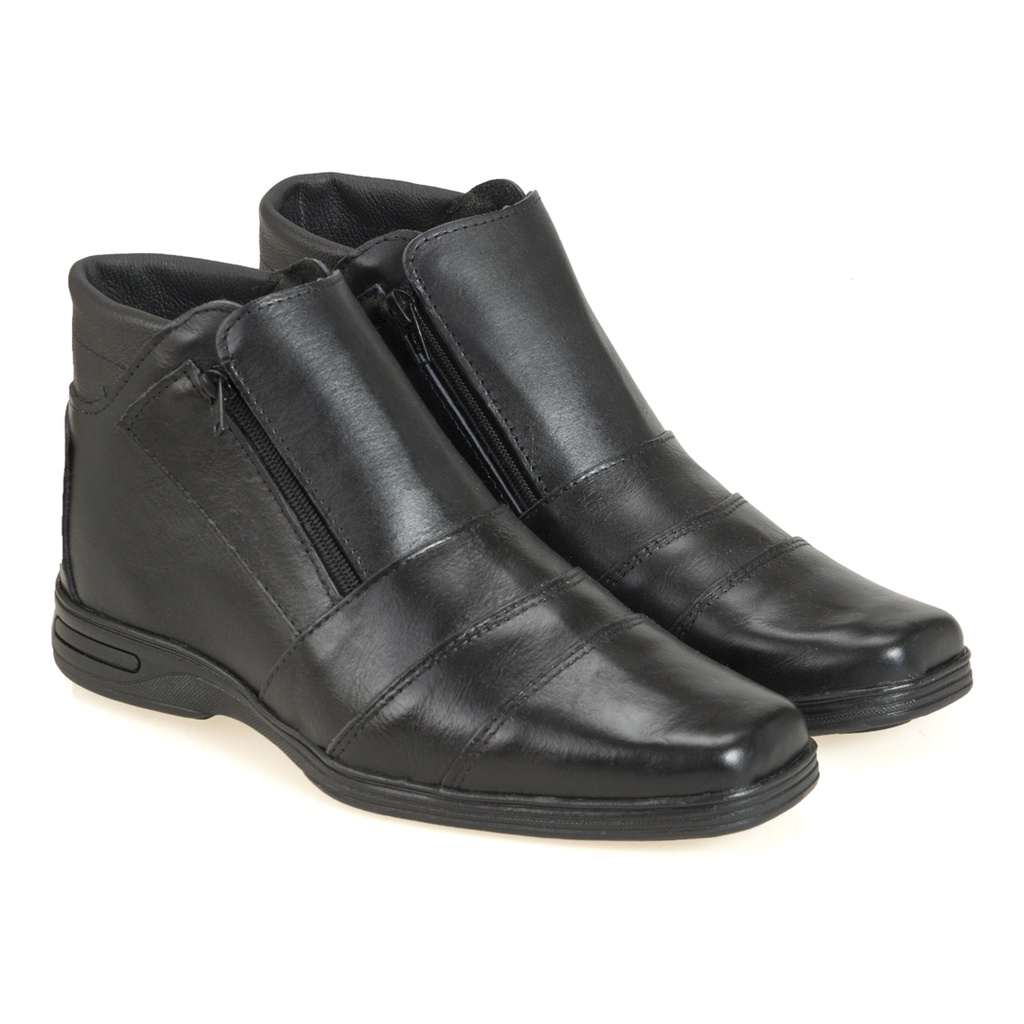 Bota Botina Casual Masculina Couro Legítimo Preto Lançamento Ref 500 em Oferta na Shopee