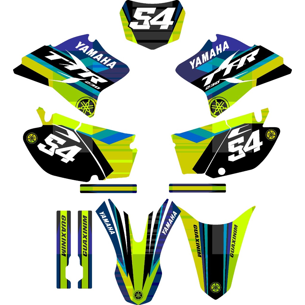 Kit Adesivo Moto De Trilha Ttr 230 VERDE/PRETO