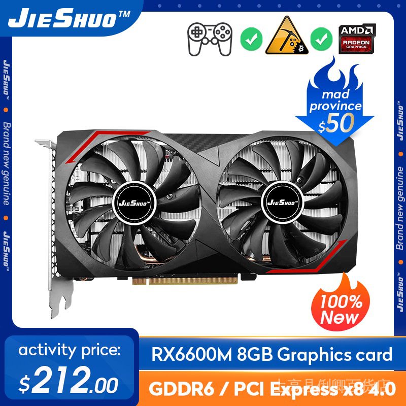 Novo Jieshuo RX 6600M 8G 128bit GDDR6 Até 31MH , AMD Radeon 6600 ...