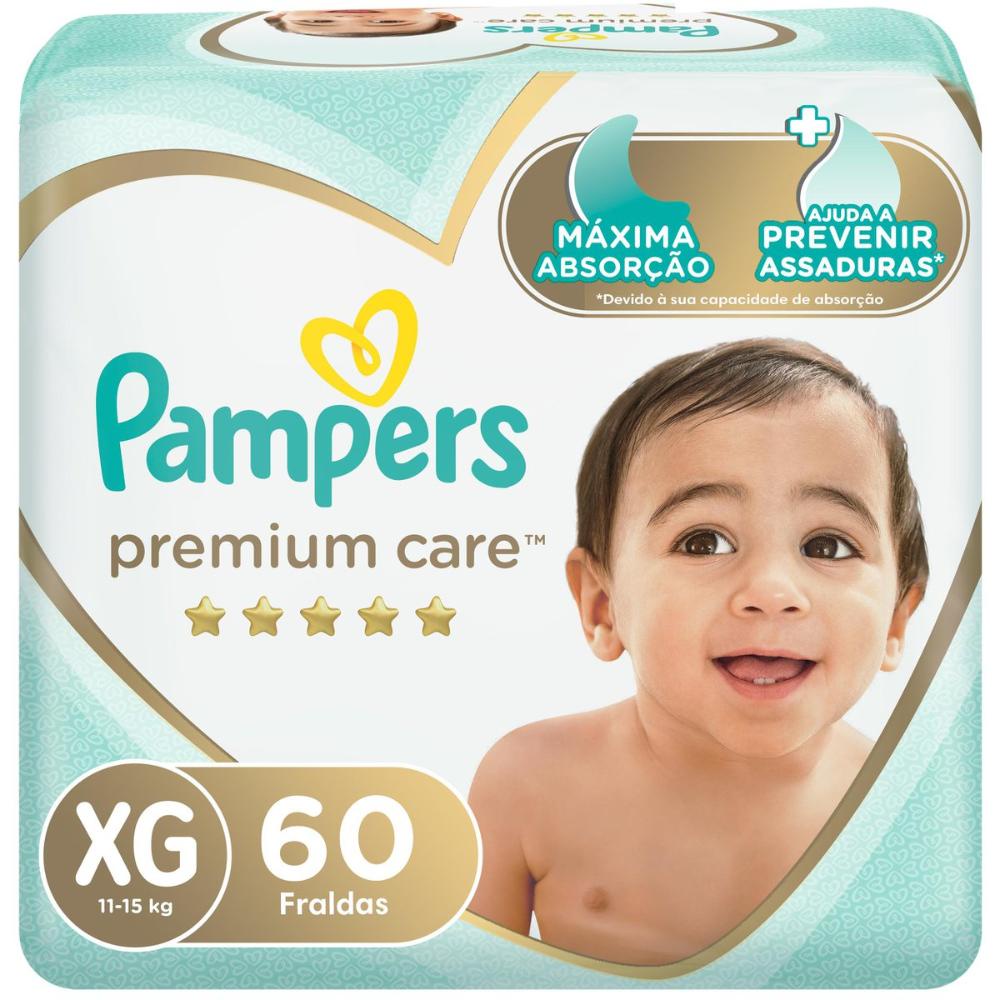 Fralda Pampers Premium Care Jumbo Tamanho XG 60 unidades em Oferta na Shopee