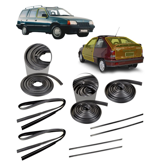 KIT Borrachas 2 Portas Porta Malas Canaletas e Pestanas Kadett e Ipanema 1989 1990 1991 1992 1993 1994 1995 1996 1997 1998 em Oferta na Shopee