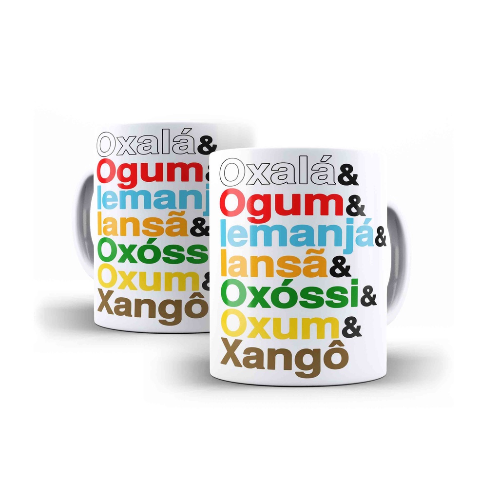 Caneca Porcelana Orixá Umbanda Candomblé Ogum Iemanjá Iansã Oxóssi Oxum Xangô