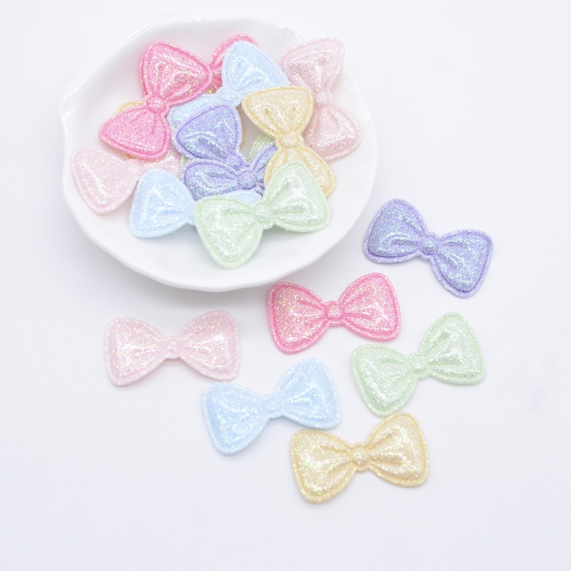 50pcs 3 * 1.8cm PU couro bow tie aplicativo para roupas chapéu costura patches DIY cabeçalho clipes de cabelo decoração