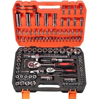 Jogo de Soquete Aço CRV Profissional 108 Pcs Catraca 1/2e1/4