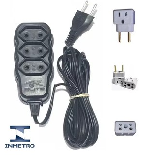 Adaptador de Tomada Universal Kit Viagem Extensão + Adaptador de Tomada