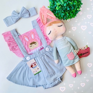 Jardineira Saia Romper Metoo Cinza (Não acompanha boneca) em Oferta na Shopee