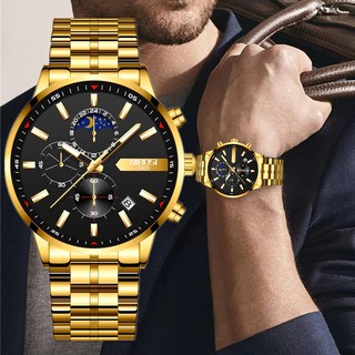 NIBOSI Golden Men Relógios Relógios Masculinos de Marca de Luxo Relógio de Pulso Masculino Moda Casual Relógios Militares de Quartzo em Oferta na Shopee