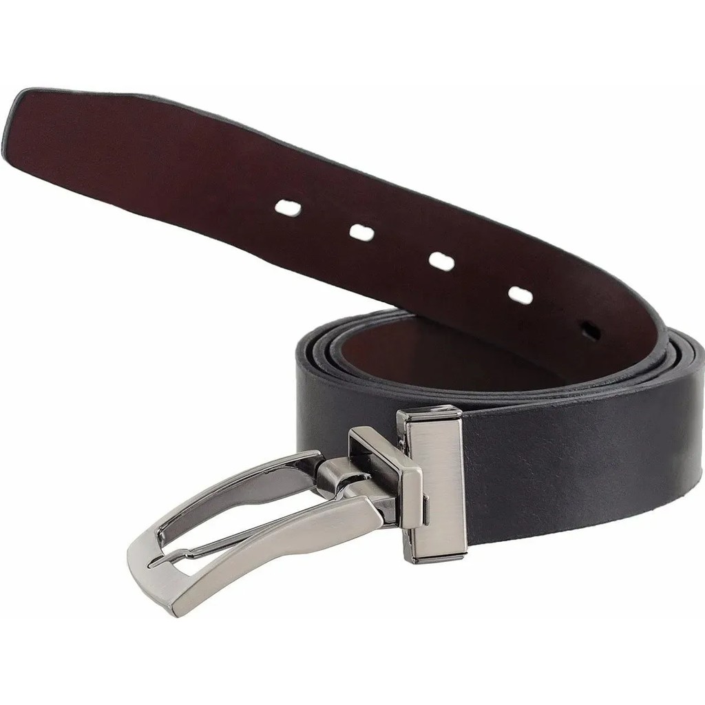 Cinto Dupla Face Em Couro Com Fivela Giratória Lançamento em Oferta na Shopee