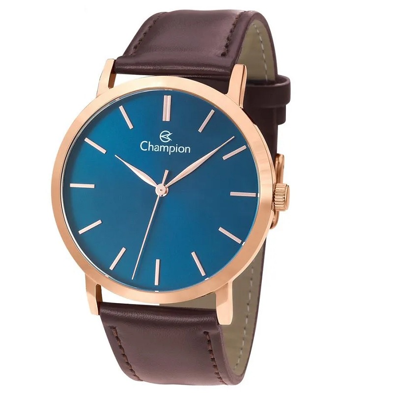 Relógio Champion Masculino Analógico Azu Couro Marrom Original À Prova D'Água Presente CN20677A em Oferta na Shopee