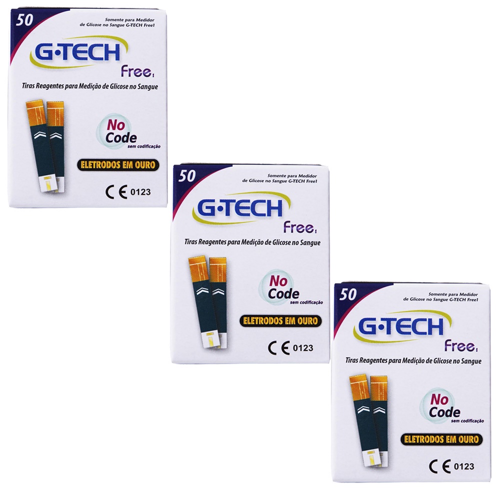 Kit 150 Fitas Para Medir Glicose G-tech Free E Free Smart