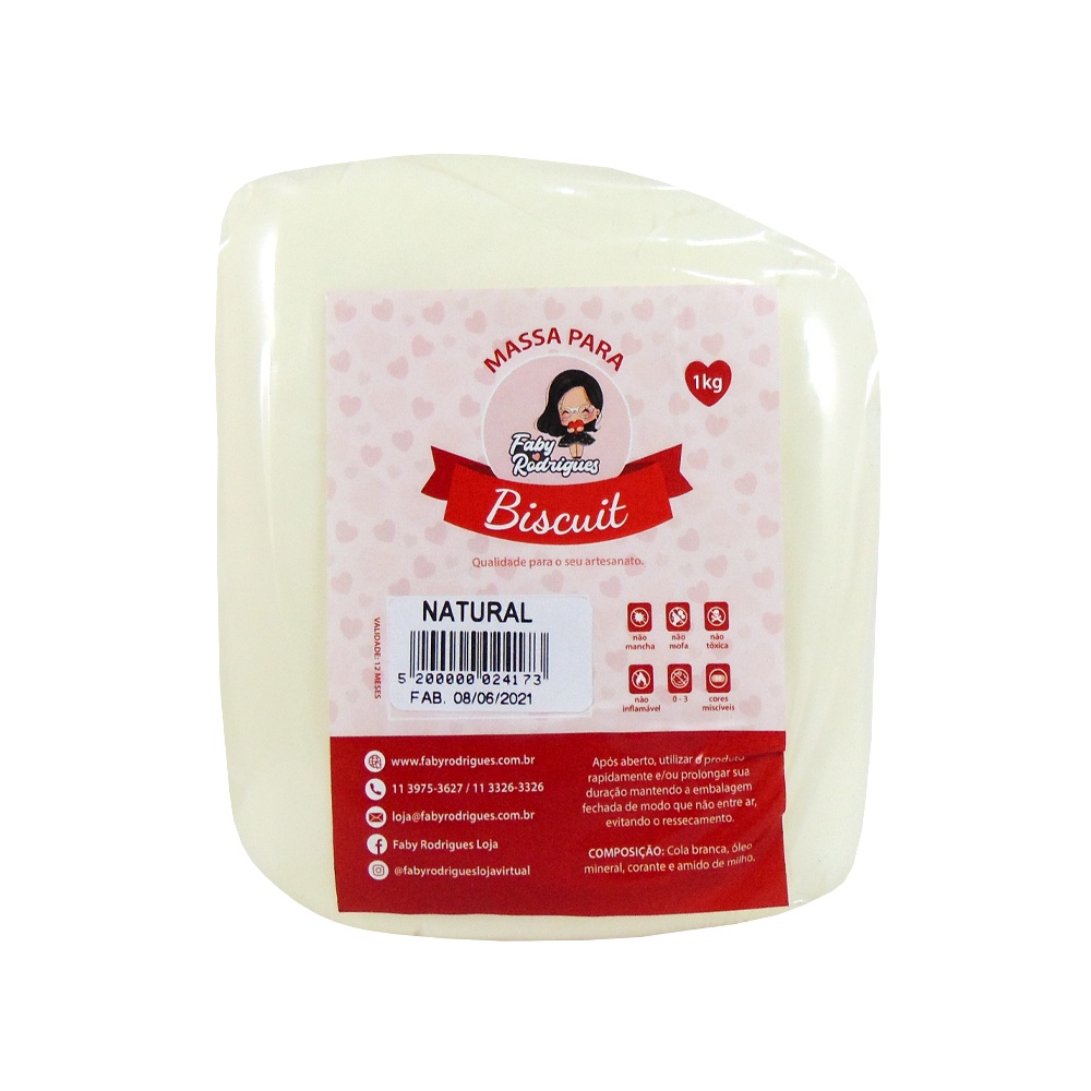 Massa de Biscuit Natural  de 1 kg  - Faby Rodrigues em Oferta na Shopee
