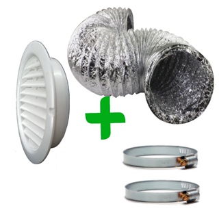 Kit P/ Instalação de Coifa: Grelha Redonda Ø125mm com Duto 01 a 06 Metros e Abraçadeira de Aço em Oferta na Shopee