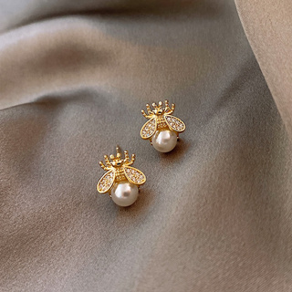 Brincos De Pérola De Mel Requintados Abelha Moda Temperamento Versátil Pequenos Elegantes Jóias De Senhora