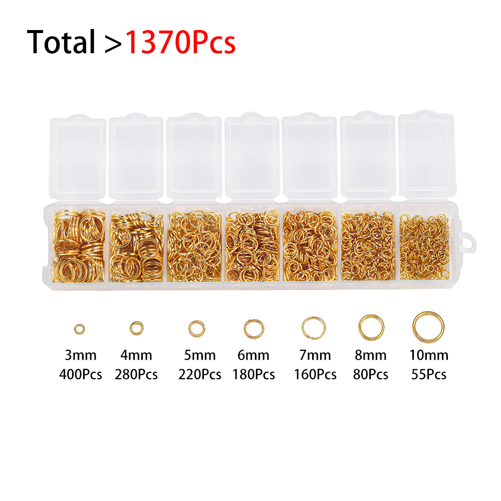1370 Pçs / Set 3 4 5 6 7 8 10mm Aberto Conectores Anel De Pular Diy Para Colar Bracelect Jóias Fazendo Kits Descontrar Suprimentos Conjuntos