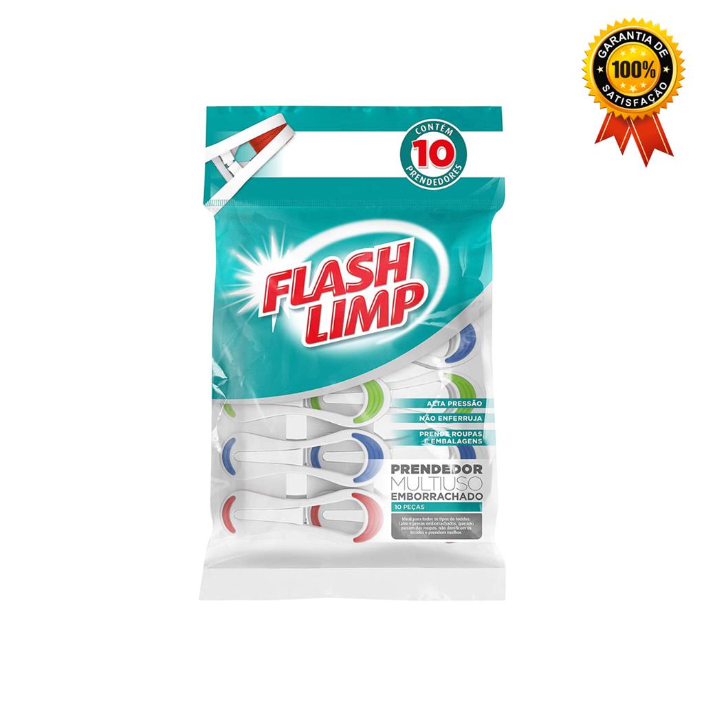 Prendedor Multiuso Emborrachado 10 Pecas LAV6827 Flash Limp