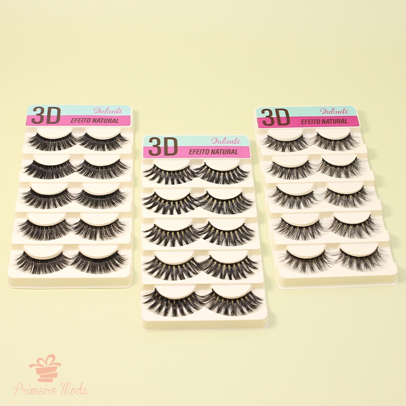 5 Pares Cílios Postiços 3D Efeito Natural – Realce Seu Olhar com Naturalidade
