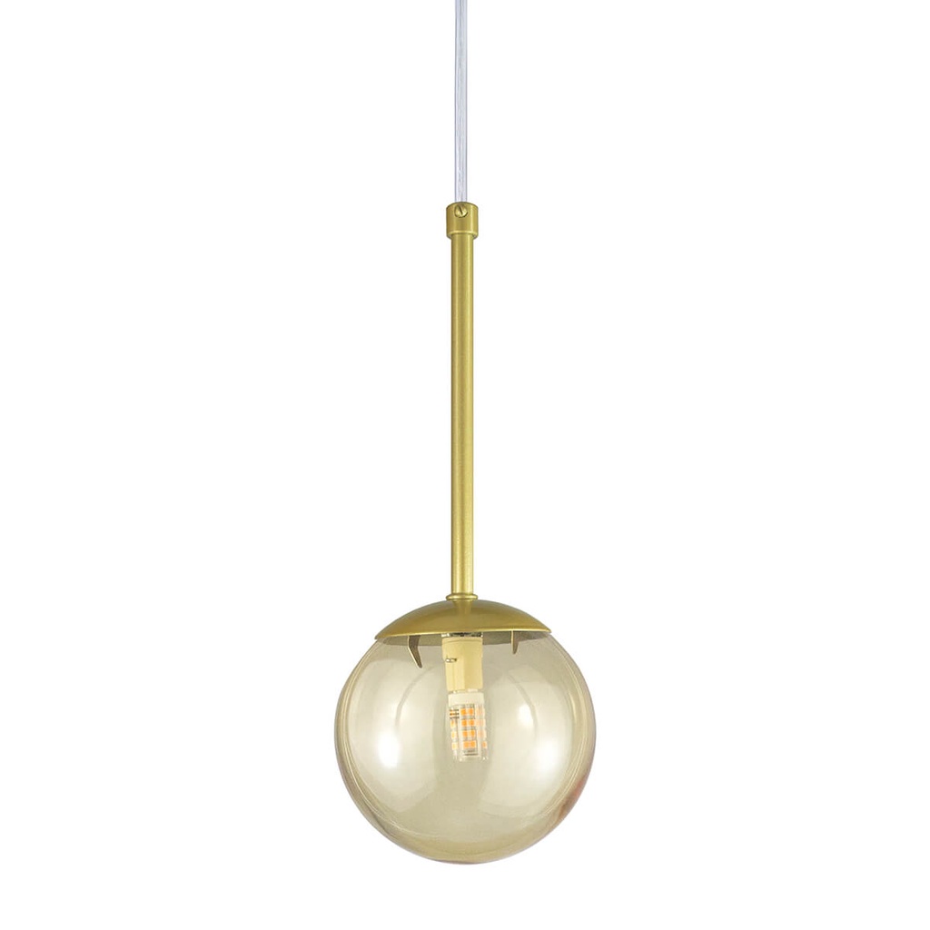 Pendente Globo Esfera de Vidro 12cm - OURO - Vidro Âmbar