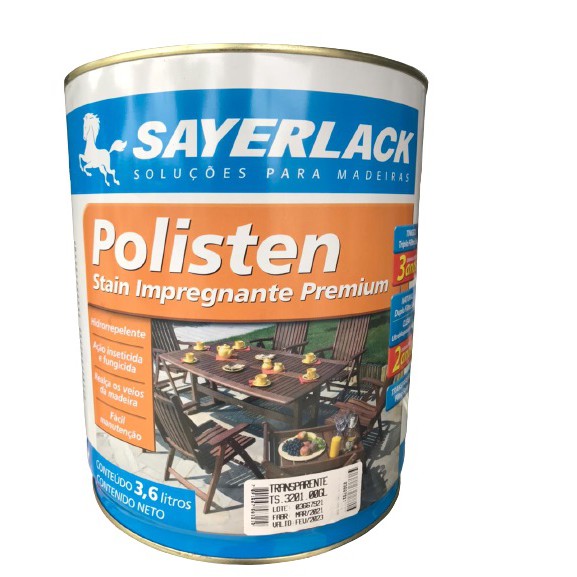 Verniz Polisten Stain Impregnante Transparente Madeira 3,6litros - Sayerlack em Oferta na Shopee