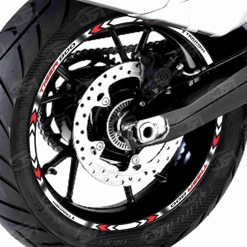 Adesivo Friso Refletivo Roda Moto Triumph Tiger 800 XR XRX XRT Tiger 800 XC XCX XCA  M01 branco vermelho
