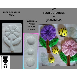 Molde/Forma para Artesanato de gesso ou cimento Modelo: Kit Flor 31cm + joaninhas c/3