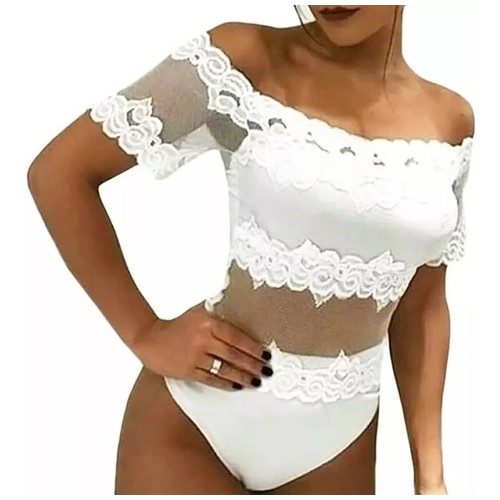 Body Ciganinha Ombro A Ombro Tule Bordado Tendência Renda