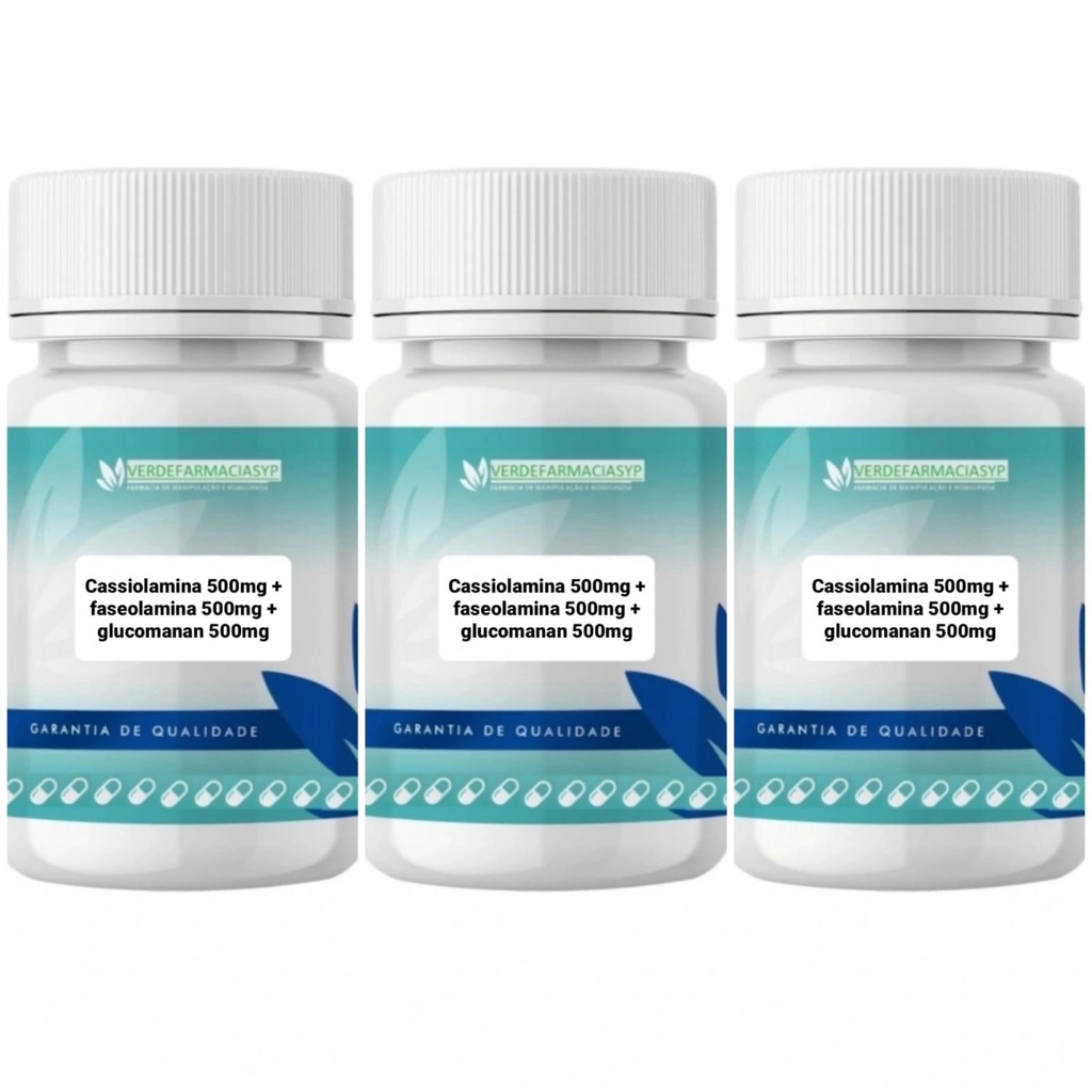 Cassiolamina 500mg + faseolamina 500mg + glucomanan 500mg (03UN) (60 ...
