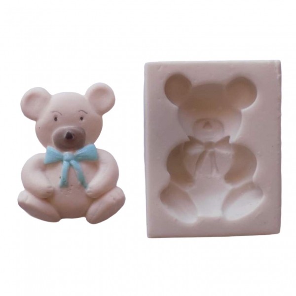 Molde De Silicone Urso Com Laço Lucas Molde Para Confeitaria Molde Para Biscuit 579
