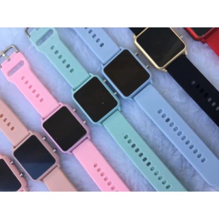 Relógio FEMININO Digital Led Quadrado rosa preto burracha Watch