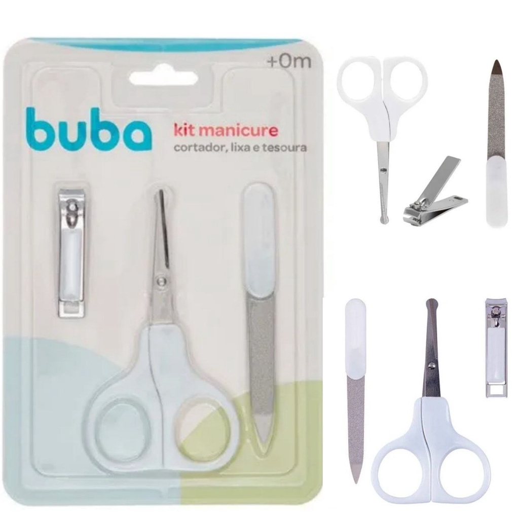 Kit Manicure para bebê tesoura Branco - Buba | Kit Manicure Baby