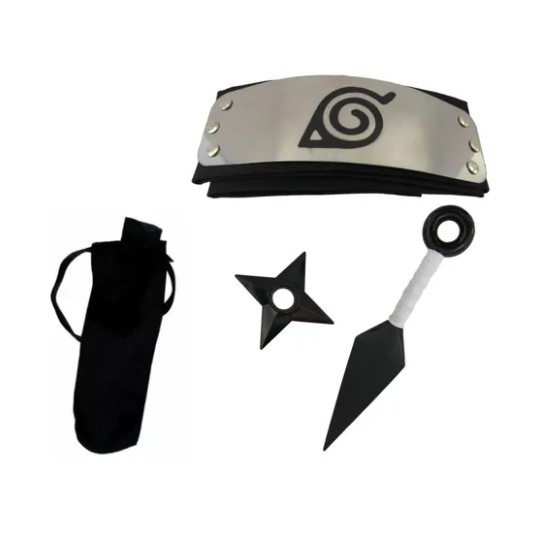Kit - Bandana Naruto + Kunai Naruto + Shuriken + Porta Kunai