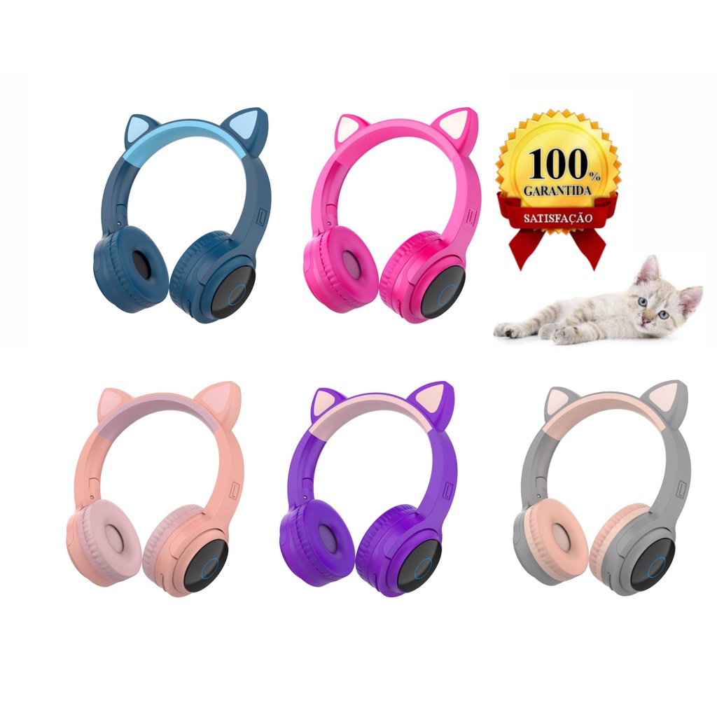 Fone Orelha De Gato Gatinho Headphone Bluetooth Ear Led Sem Fio Com Microfone Shopee Brasil