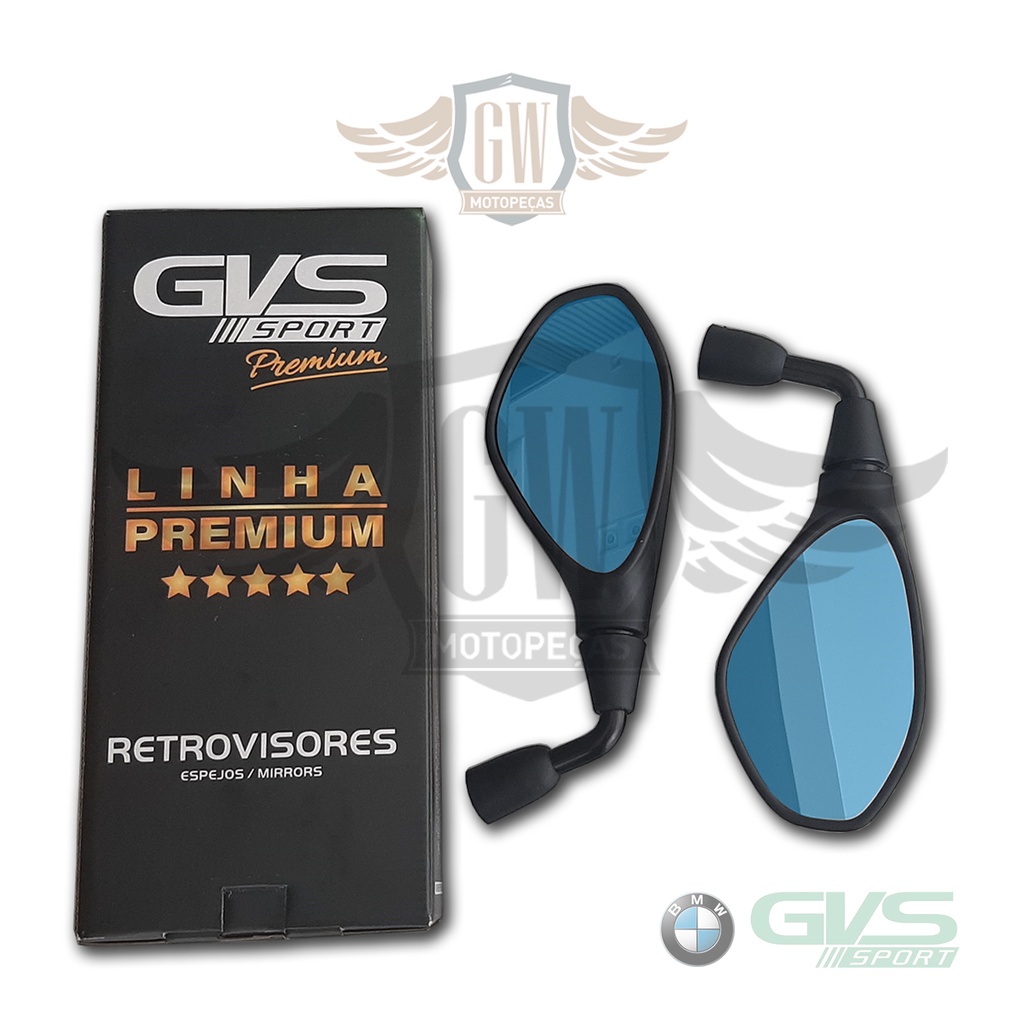 Retrovisor Gvs Bmw F800 Rebaixado 90° Yamaha Convexo Azul