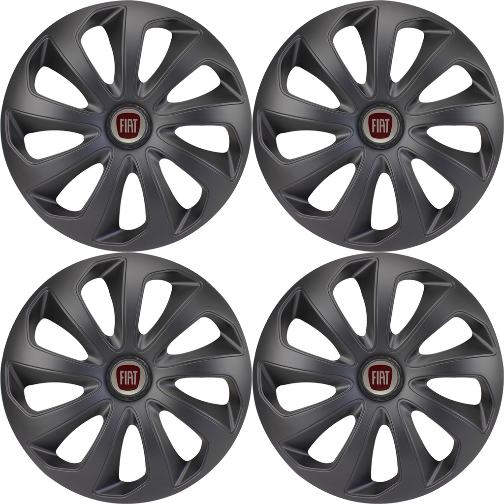 Jogo Calota Esportiva Fiat Aro 14 Preto Fosco 118 Uno Siena Palio Argo Mobi Cronos