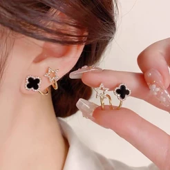 Novos Brincos De Trevo Da Moda Cristal Estrela Novo Ins Menina Jóias Femininas