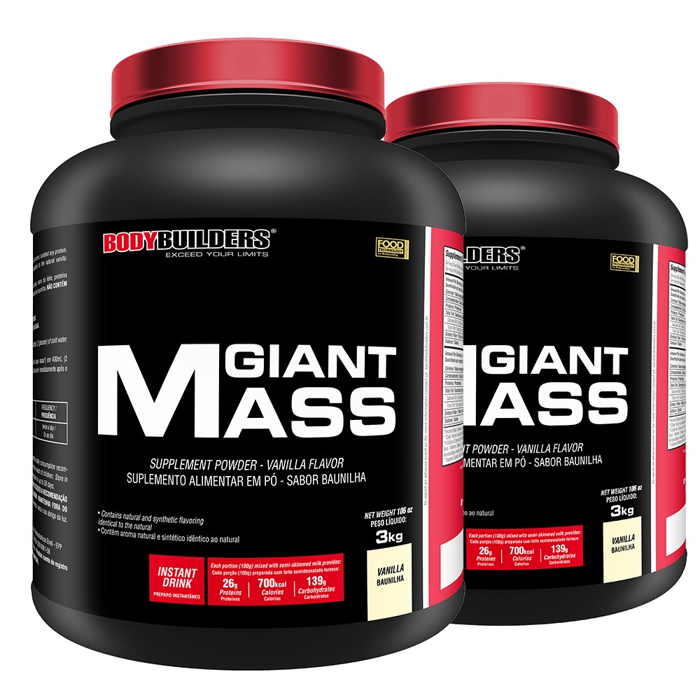 Kit 2x Hipercalórico Giant Mass 3kg - Aumento de Massa Muscular e Peso Corporal – Bodybuilders em Oferta na Shopee