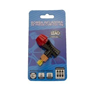 Bomba Infladora de Pneus Leão para CO2 16g / 20g / 25g - Válvula Presta ou Scrader em Oferta na Shopee