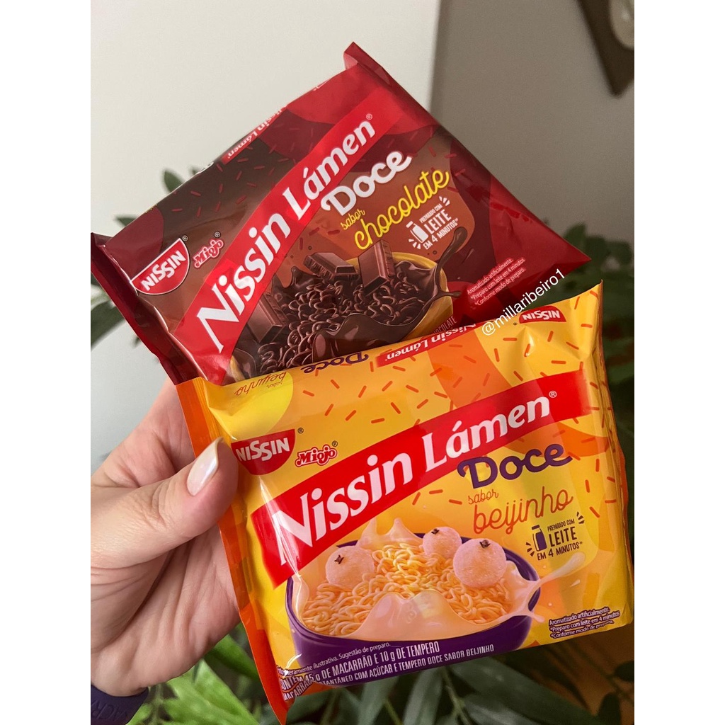 3 unidades Miojo doce Nissin de chocolate e beijinho 45g | Shopee Brasil