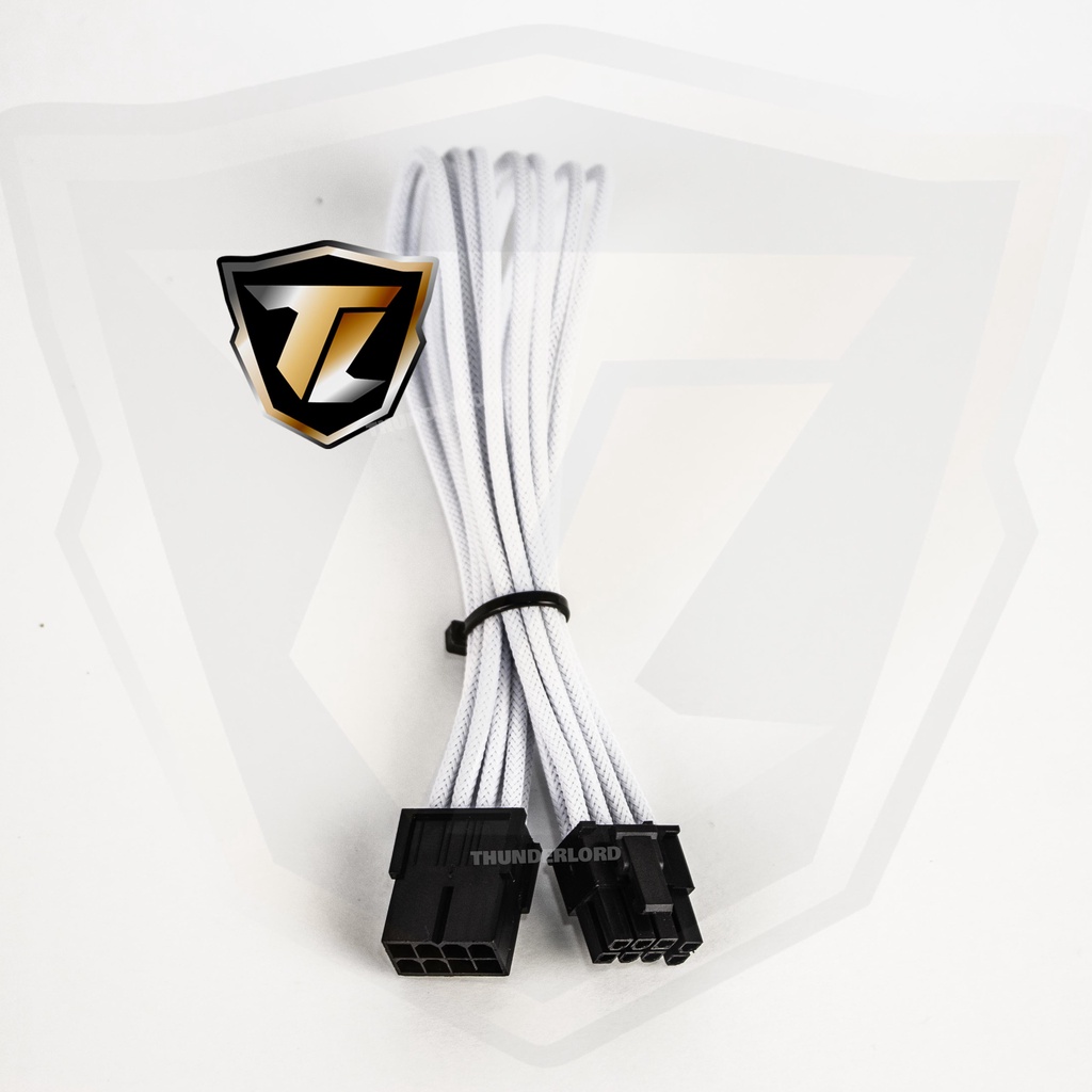 Cabo Extensor Sleeve Gamer 8 Pinos 6+2 Placa de Video Malha Nylon Full Branco 08 30cm