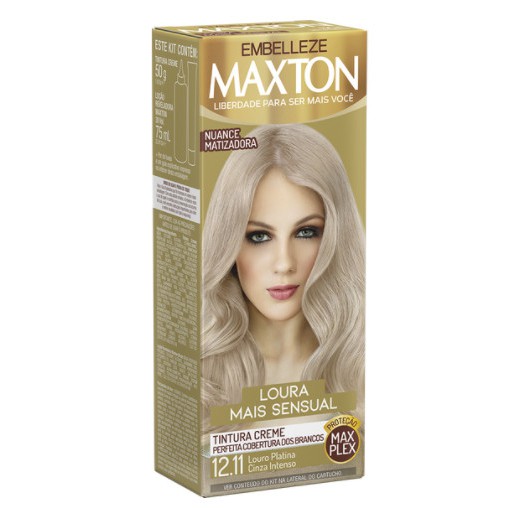 Tintura Maxton Kit 12.11 Louro Platina Cinza Intenso