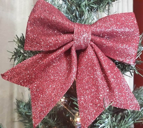 3 Laços Grandes com 15 Cm Glitter para Decorar Árvore Natal Grande | Shopee  Brasil