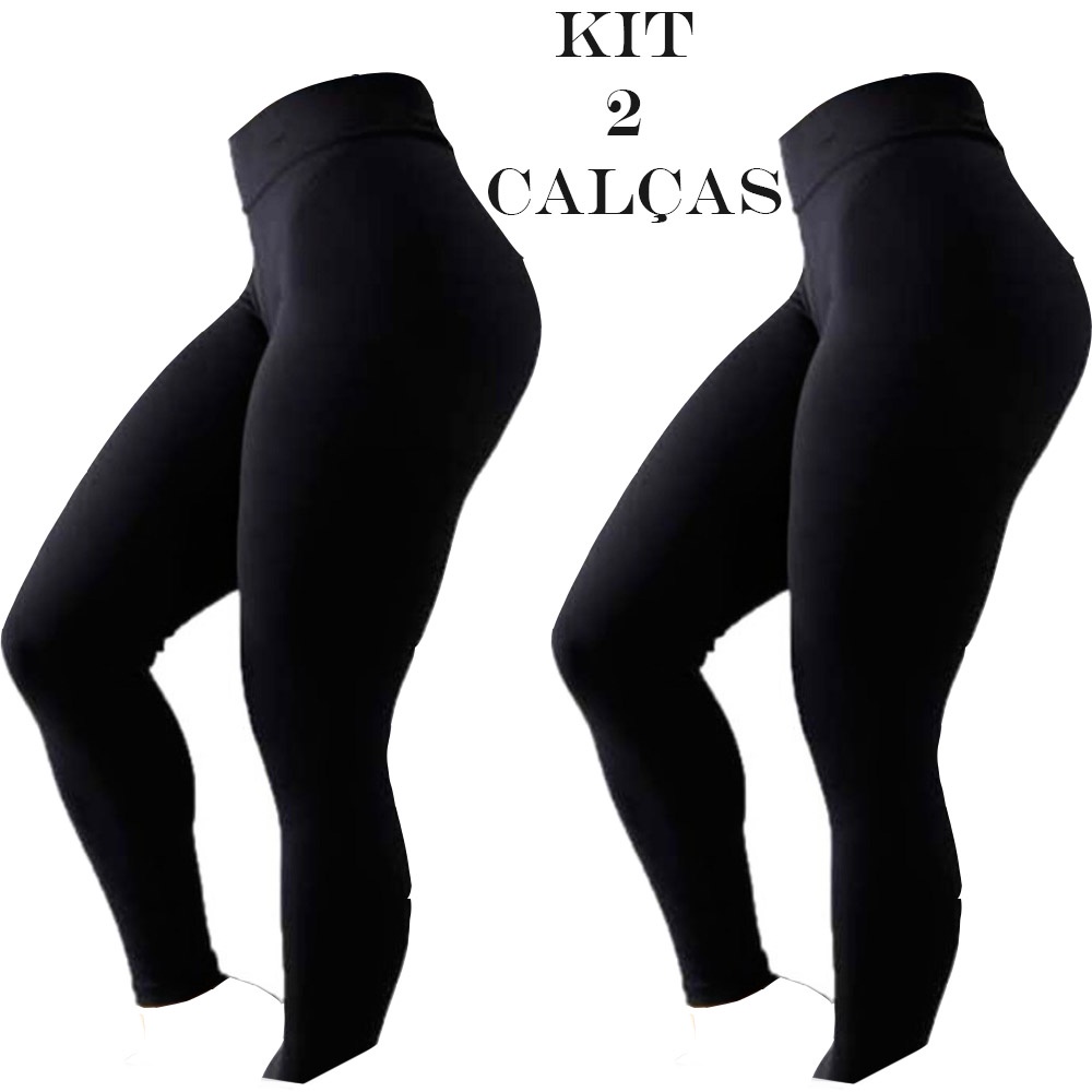 Kit 2 Leg Legging Suplex Não Fica Transparente Cós Alto Preta - Escorrega o  Preço