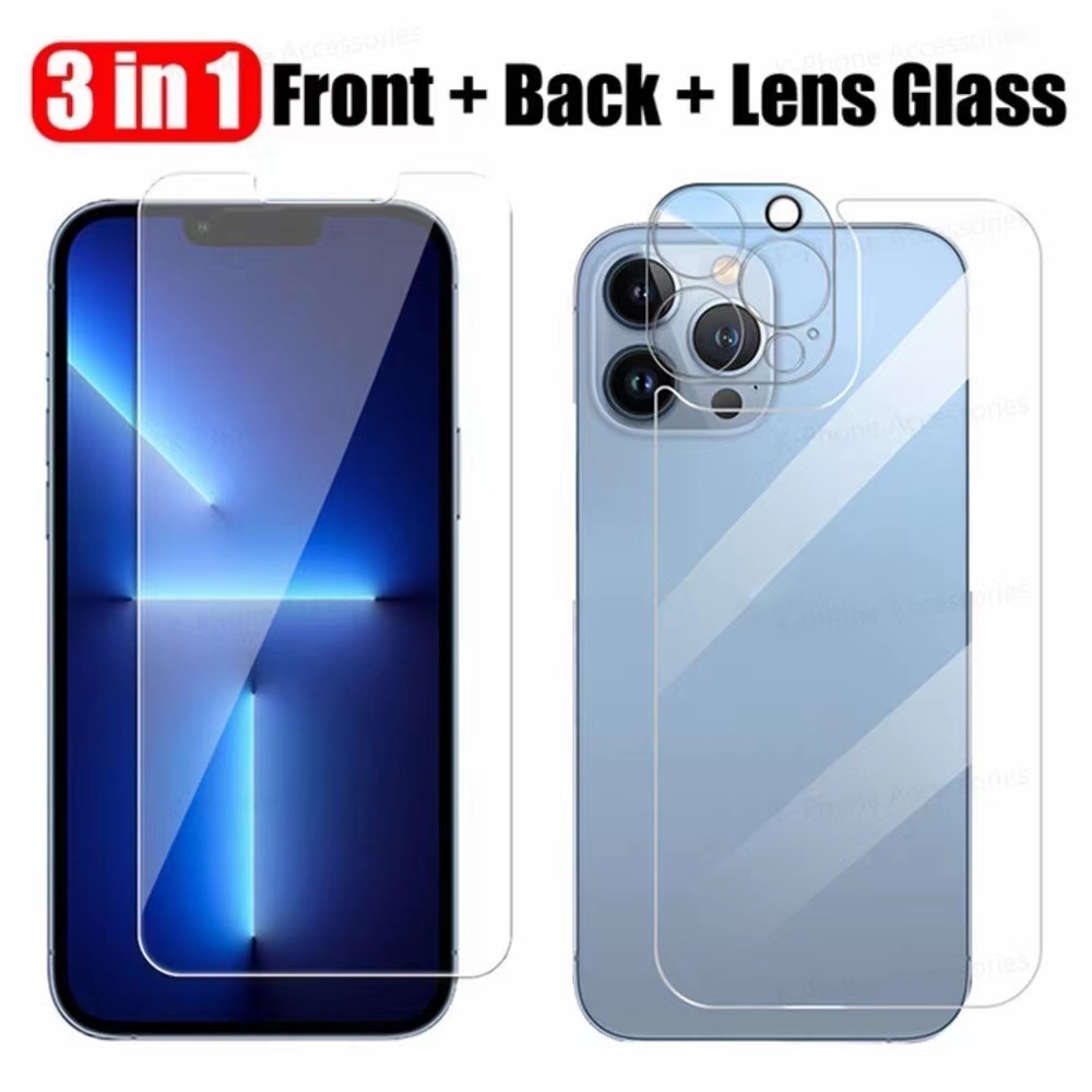 Kit iPhone Pelicula de vidro 3D + Película Câmera traseira + pelicula traseira iPhone14 13 12 11 pro max