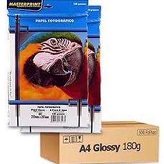 Papel Fotográfico Foto A4 Brilhante Glossy 180grs 10, 20 e 50fls - Masterprint