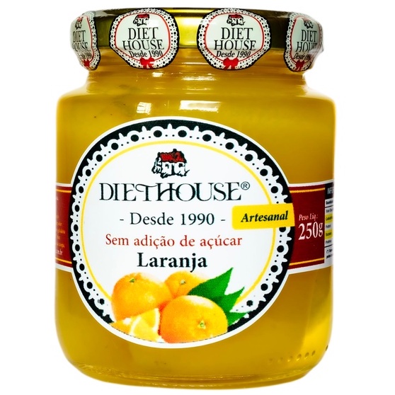 Doce de Laranja em Calda sem Açúcar, sem glúten e adoçado com Xilitol (250g) em Oferta na Shopee