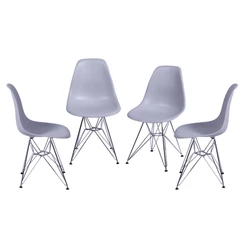 Kit 4 Cadeiras de Jantar DKR Eames Boxbit Base Cromada para Escrivaninha / Sala de Jantar
